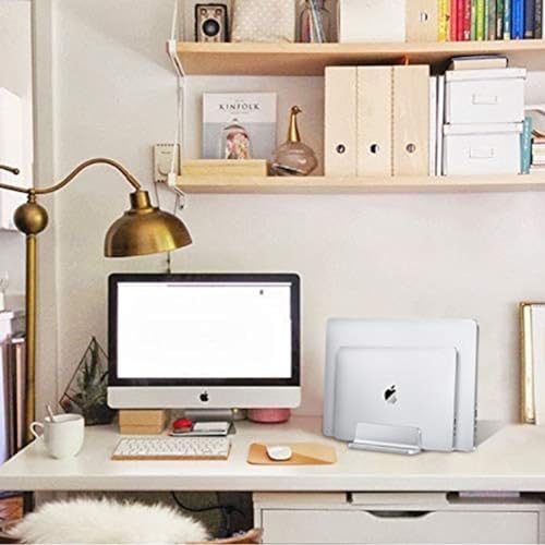 Universal Laptop Vertical Stand, Dual Desktop Adjustable Notebook Stand (up to 17.3 inches) for Samsung/HP/Dell/Chrome Book laptops (Silver) - color: Silver1