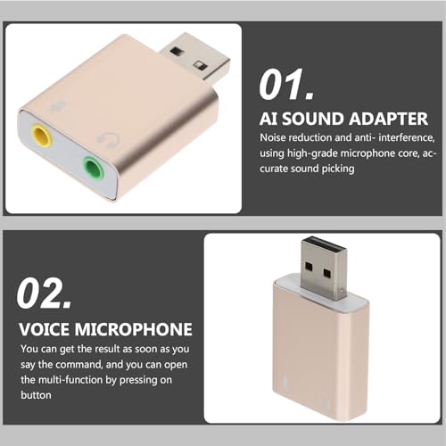 USB External Sound Card Adapter with Headphone Microphone Jack Plug and Play USB to Audio Converter for Laptop Desktop Multi-Channel Stereo Sound Card for Audio and Random Color
