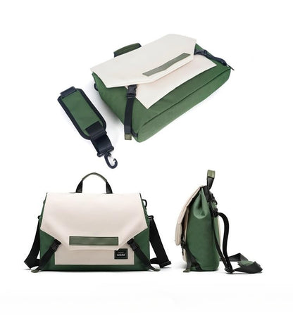 Multifunctional laptop bag, 13.3-16 inch waterproof laptop bag, casual crossbody shoulder handbag for men and women - color: Forest Green Collides With Milky White
