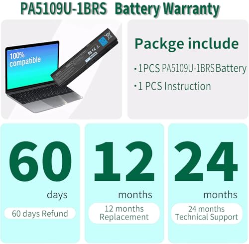 PA5109U-1BRS PABAS272 Battery for Toshiba Satellite S75-B C75 C75D-B C75D-C | C55 C75D-B7100 C75D-B7304 C75D-A7223 L75-B7150 L75D-A7284 S75-A7334 C55D-A5381 C55-A5135 C55-A5172 PA5110U-1BRS PA5108U-1BRS