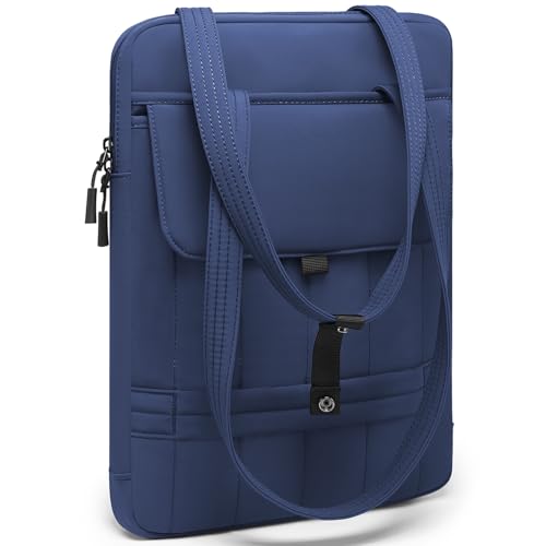 HYZUO 13.3-14 Inch Puffy Laptop Case Sleeve Padded Handbag, Navy Blue | for 13"-14" MacBook Pro/Air, 13" 13.3" Dell/HP/Lenovo/Asus/Acer Notebook Chromebook, Women Slim Shoulder Bags Work Daily Bag - color: Navy Blue, size: 13.3-14 Inch