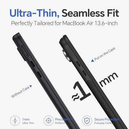 Omnpak for MacBook Air 13 inch Case, M5 M4 M3 M2 2026-2022 A3449 A3240 A3113 A2681, Scratch & Fingerprint Resistant, Frosted Matte Lightweight Hard Shell Protective Cover for MacBook Air 13.6 inch - color: Matte Black