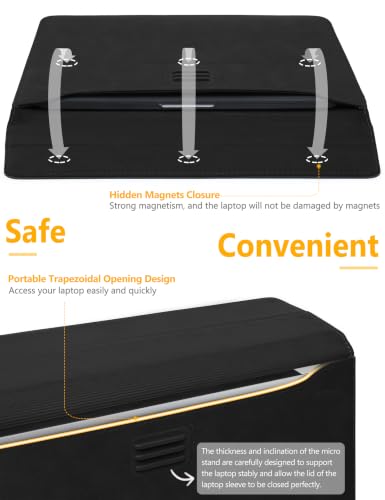 HYZUO 13 Inch Laptop Case Sleeve Bag with Adjustable Stand, Black | for MacBook Air 13 M5 A3449 M4 M3 M2 M1 2026-2018, 13" MacBook Neo 2026, MacBook Pro 13 M2 M1 2026-2016, Surface Pro, XPS 13 - color: Black, size: 13 Inch