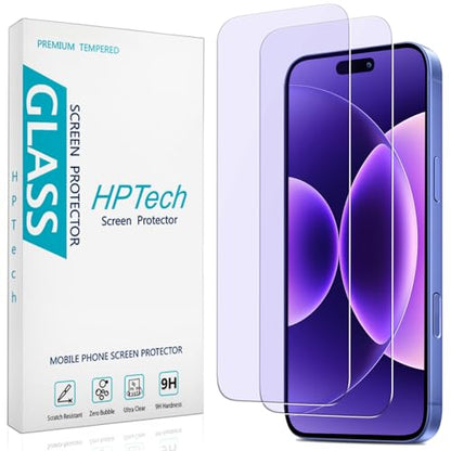 2 Pack Anti Blue Light Screen Protector for iPhone 16 / iPhone 15 Eye Protection Tempered Glass Film, Easy to Install, Bubble Free - size: iPhone 16/15 6.1-inch