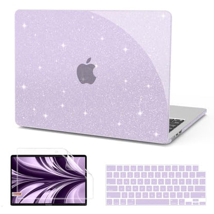 B BELK for MacBook Air 13 inch Case 2026 2025 2024 2023 2022 M5 M4 M3 M2 | A3449 A3240 A3113 A2681, Glitter Hard Shell for MacBook Air 13.6 inch Case & Keyboard Cover &Screen Protector, Sparkly Purple - color: Glitter Purple