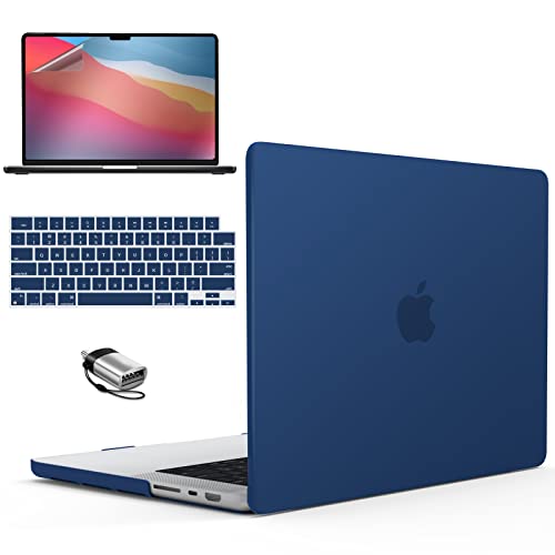 IBENZER Case for MacBook Pro 14 Inch 2026 2025 2024 2023 2022 M5 M4 M3 M2 M1 A3434 A3112 A3185 A3401 A2918 A2992 A2779 A2442 Pro/Max,Hardshell& KeyboardCover & ScreenFilm&Type-C,NavyBlue,T14NVBL+2TC - color: Navy Blue