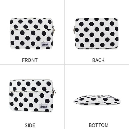 Canvaslife Waterproof Laptop Sleeve 14 Inch Laptop Case Bag with Front Pocket, Black Dot Pattern - color: New Black Dot, size: 14 inch / 14.0 inch