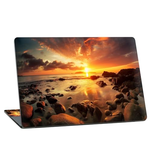 Universal Laptop Skin Sticker with 2 Wrist Pad Skins, Waterproof Scratch Resistant Vinyl Laptop Cover Decal, Cut to Fit for 11–15.6 Inch MacBook HP Dell Lenovo, Beach Sunsets - color: Beach Sunset