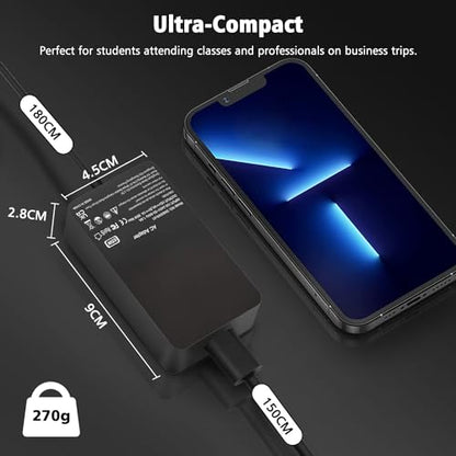 65W Surface Pro Laptop Charger Compatible with Microsoft Surface Pro 11 10, 9, 8, X, 7+, 7, 6, 5, 4, 3, Magnetic Surface Connector, Support 65W, 44W, 36W, with USB Port - color: Black