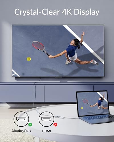 Anker USB C to DisplayPort Adapter, Mirror or Extend up to 4K@60Hz Adapter | Aluminum, portable, Connect to DisplayPort monitor, for MacBook Pro/Air, iPad Pro, XPS 15/13, Spectre, Surface, and More