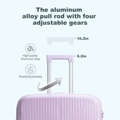 Nazhura Luggage Set, 3-Piece Hardside Suitcase Set, 20-inch Carry On, 24-inch, 28-inch Luggage - color: Purple