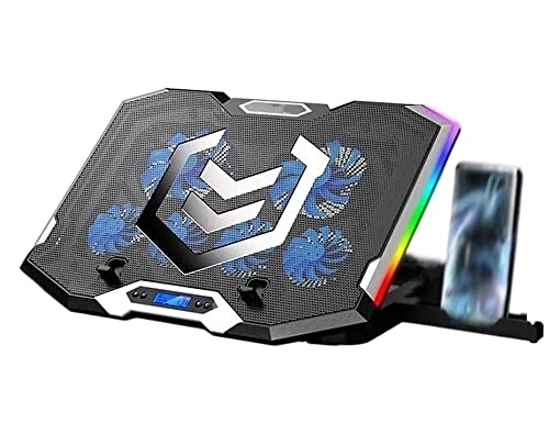 TOEWOE Laptop Cooling Pad, RGB Lights Laptop Cooler 6 Fans for Up to 17.3 Inch Laptops, Notebook Cooler, 7 Modes Light, 6 Height Stands, 2 USB Ports, Black