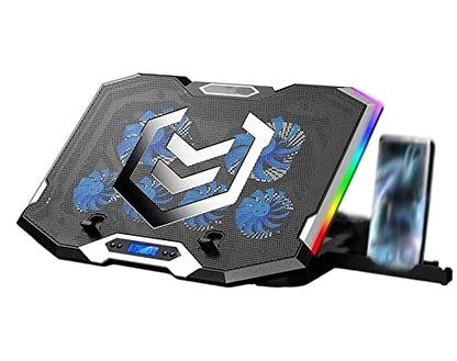TOEWOE Laptop Cooling Pad, RGB Lights Laptop Cooler 6 Fans for Up to 17.3 Inch Laptops, Notebook Cooler, 7 Modes Light, 6 Height Stands, 2 USB Ports, Black