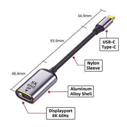 USB4 USB-C Type-C Source to Displayport DP Female Cable Display 8K 60HZ UHD 4K Monitor Displays - style: USB-C to DP