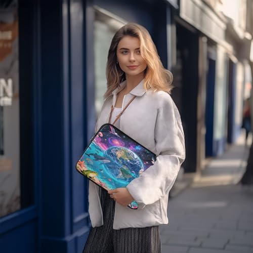 Marine Lifes and Earth 15-16 Inch Quilted Laptop Sleeve Case Soft Notebook Protector Bag Computer Carrying Case - color: marine lifes and earth, size: Large