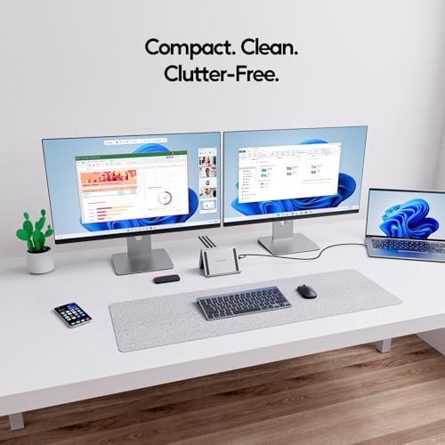 USB C Docking Station Dual Monitor, Laptop Dock for Windows with HDMI 4K | PULWTOP Laptop Docking Staion Stand, 3xUSB-C/A 10Gbps,2xUSB-A 5Gbps,RJ45,PD for Surface Pro11/10/9/8/Dell/HP/Lenovo/Asus/Acer