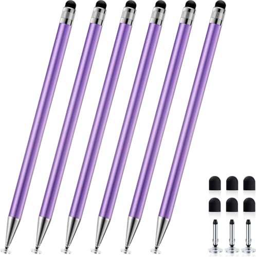 ChaoQ Stylus Pen for Touchscreen 6pcs 2-in-1 Stylus Pen for iPad iPhone | High Sensitivity and Precision Suitable for iPad iPhone Android Tablets and All Touch Screens - (Purple) - color: 6 Purple