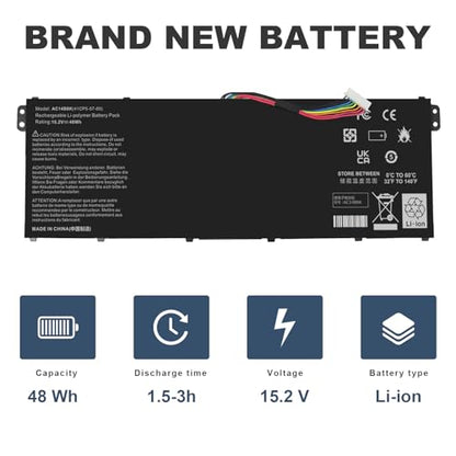 AC14B8K AC14B3K Laptop Battery for Acer Aspire R5-471T R5-571T R5-571TG R5-571TG-7229 R7-371T N15W5 CB5-571 CB3-531 Swift 3 SF314-51 SF314-52 Nitro 5 AN515-51 AN515-52 Aspire 5 A515-51 4ICP5/57/80 - size: Ac14b8k 12.4 5.0 0.7 in