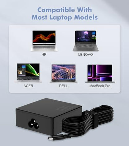 100W 65W USB C Charger Compatible with ASUS ROG Ally/Ally X ROG Flow ZenBook Zephyrus Lenovo Dell HP Acer Gaming Laptop Type C Computer AC Adapter 1.5m 5A USB-C Output Cable PD 3.0