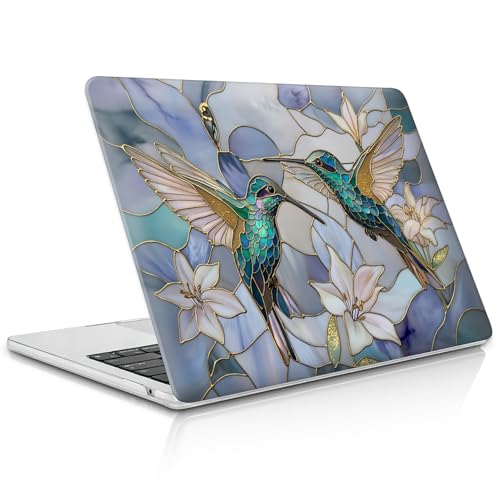 for MacBook Pro 15 Inch Release 2016/2018 Model A1707 A1990 Clear Computer Case,Novelty Premium Pattern Hardshell Laptop Case Gilded Wings Stained Glass Hummingbirds Lilies - color: Gilded Wings Stained Glass Hummingbirds Lilies, size: A1707/A1990(15 inch