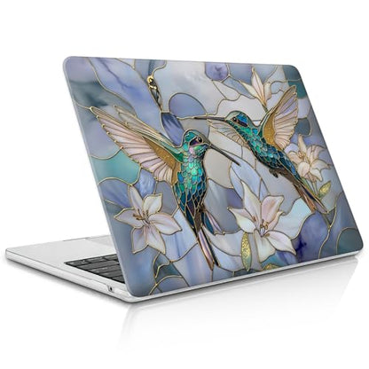 for MacBook Pro 15 Inch Release 2016/2018 Model A1707 A1990 Clear Computer Case,Novelty Premium Pattern Hardshell Laptop Case Gilded Wings Stained Glass Hummingbirds Lilies - color: Gilded Wings Stained Glass Hummingbirds Lilies, size: A1707/A1990(15 inch