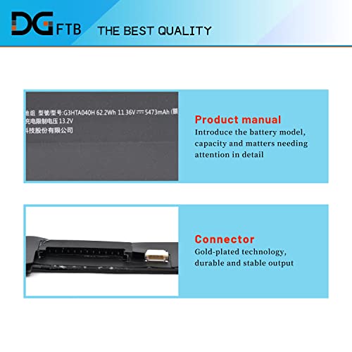 G3HTA040H G3HTA041H Keyboard Battery for Microsoft Surface Book 2 15-Inch | Performance Base Model 1793 Model 1813 Series G3HTA063H HNR-00001 11.36V 62.2Wh/5473mAh