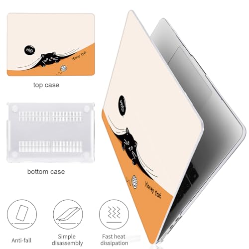 for 2026 MacBook Air 13 Inch Case M5 A3449 M4 A3240 A3113 M3 A2681 M2 2026 2025 2024 2023 2022 Release, Pattern Plastic Hard Shell Case Keyboard Cover for MacBook Air 13.6 inch M5, Honey Cat - color: Honey Cat