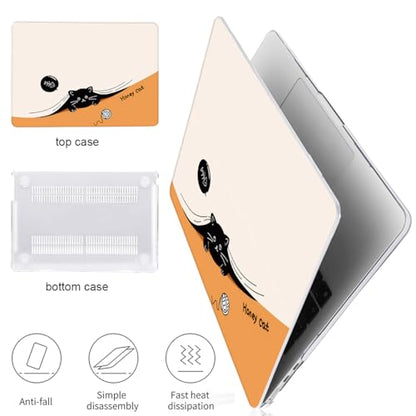 for 2026 MacBook Air 13 Inch Case M5 A3449 M4 A3240 A3113 M3 A2681 M2 2026 2025 2024 2023 2022 Release, Pattern Plastic Hard Shell Case Keyboard Cover for MacBook Air 13.6 inch M5, Honey Cat - color: Honey Cat