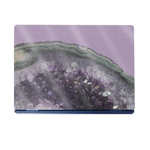 Glossy Glitter Laptop Skin Compatible with Alienware 16/16X Aurora (2025) - Amethyst Agate - Premium 3M Vinyl Protective Wrap Decal Cover - Easy to Apply | Crafted in The USA by MightySkins - color: Amethyst Agate, size: 16/16X Aurora (2025) Full Cover Sk