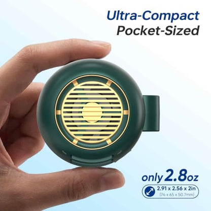 360° Rotatable Clip-On Fan, Quiet Portable Personal Fan with LED Speed Display, 5 Adjustable Wind Levels from Gentle Breeze to Strong Airflow for Outdoor & Office - color: green