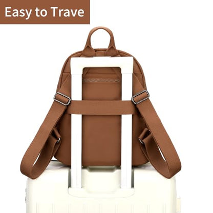 Tanweibago Mini Nylon Women Backpacks,11L Small Ladies backpacks Casual Lightweight Women Shopping Travel Daypack (Light Brown) - color: Light Brown