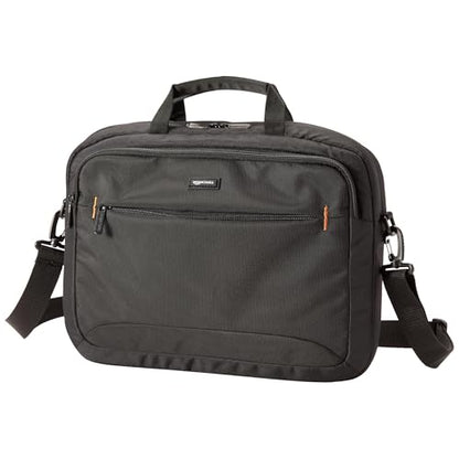 Amazon Basics 15.6 in Laptop Bag with Shoulder Strap and Handle, Large Capacity, Spacious Compartments, Black - size: 15.6 Inch, style: 1-pack