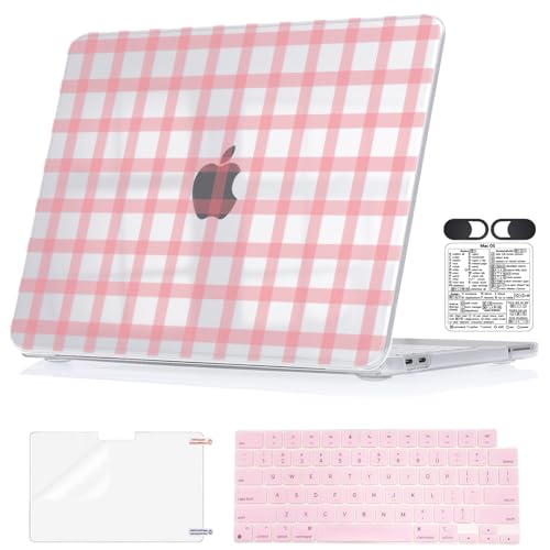 Pink Checkered Hard Shell Case for 2026 MacBook Neo 13 Inch A3404 | Lightweight Cover. 5-in-1 Accessories Kit. Perfect for Students, Campus & Travel. Fits Neo A18 Pro Only. Not for Air/Pro 13" - color: Pink Plaid