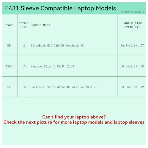 Smatree Elite Laptop Sleeve for 13 inch HP/ASUS/DELL | for 13 inch HP EliteBook 630 G10/G9, ASUS Zenbook Flip 13 OLED, DELL Latitude, Protective Laptop Case with Pocket(E431) - size: 13 inch/E431/Size: 32*21.6cm