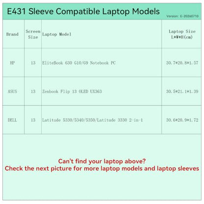 Smatree Elite Laptop Sleeve for 13 inch HP/ASUS/DELL | for 13 inch HP EliteBook 630 G10/G9, ASUS Zenbook Flip 13 OLED, DELL Latitude, Protective Laptop Case with Pocket(E431) - size: 13 inch/E431/Size: 32*21.6cm