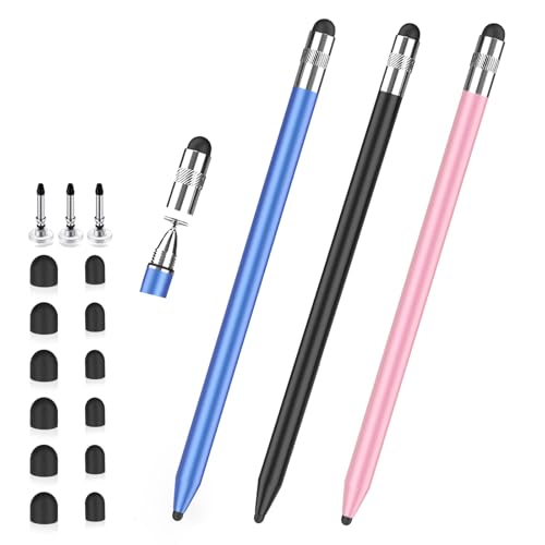 Styluslink Stylus Pen for Touchscreen,3-in-1 High Precision iPad Stylus | Metal Barrel with 3 Sizes Fine Tips, Stylists Pen for iPad/Switch/iPhone/Android/Microsoft/Tablet Capacitive Touchscreen - color: Black/Blue/Rose Gold