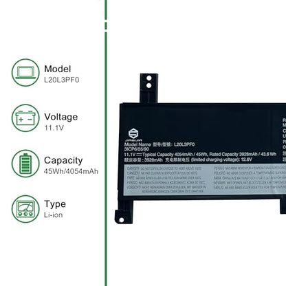 L20L3PF0 Laptop Battery Replacement for Lenovo IdeaPad 3-14ADA6 3-14ALC6 3-14ITL6 3-15ALC6 3-15ITL6 3-17ALC6 3-17ITL6 K14 S14 G2 ITL Series SB11B36276 5B11B36283 L20M3PF0 L20C3PF0 11.1V 45Wh
