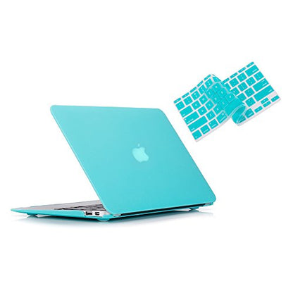 RUBAN Case for MacBook Air 13 Inch (Models: A1369 & A1466, Older Version 2010-2017 Release), Slim Snap On Hard Shell Protective Cover and Keyboard Cover, Turquoise - color: Turquoise