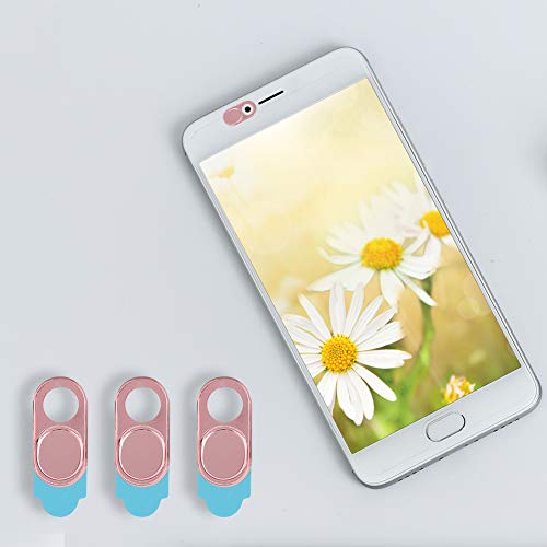 3-Pack Metal Webcam Cover Stickers fit for Smartphone Tablet Laptop Camera Protector Slim Sliding Adhesive Security - color: Pink