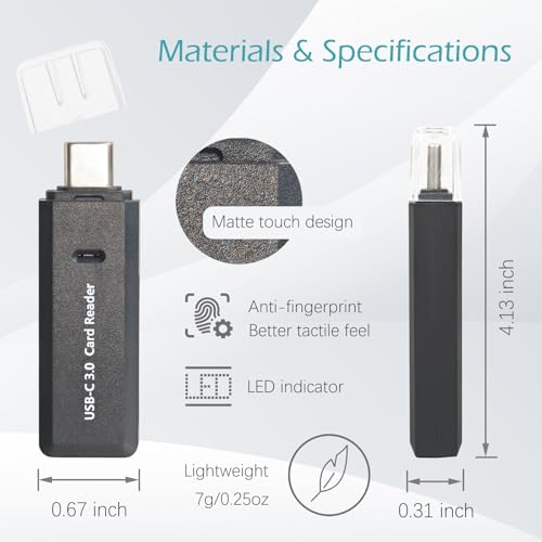 Micro SD Card Reader, 5Gbps 2-in-1 USB C Memory Card Reader for Digital Camera, SD Card Viewer with Dual Slot for SD, SDHC, SDXC, Micro SD, MicroSDHC, Micro SDXC, MMC, RS-MMC, TF Card (Black) - color: USB-C 3.0 Black
