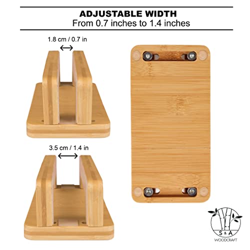 S&A WOODCRAFT Bamboo Wood Vertical Laptop Stand, Adjustable Wooden Laptop Holder, Non-Slip Laptop Dock Compatible with Apple MacBook, Microsoft Surface, Gaming Laptops, IPad, Tablets - color: Natural Bamboo, size: 1 Slot