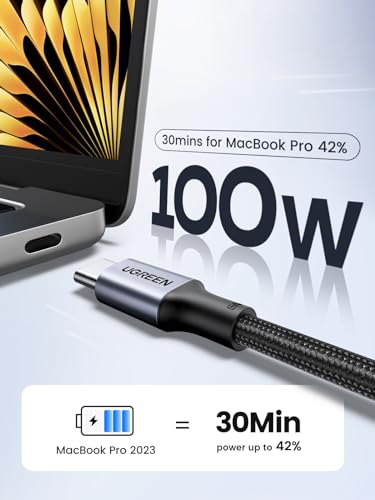 UGREEN 100W USB-C Cable (2-Pack) + 30W USB-C GaN Charger Bundle — High-Speed Charging Combo for Laptop, Phone & Tablet
