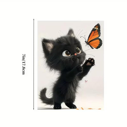 Lovely Cat and Butterfly PVC Vinyl Car Decals Stickers Waterproof Self-Adhesive Decals for Cars, Laptops, Trucks, Motorcycles Wall Window Luggage Scratch Cover Door Decor Sticker