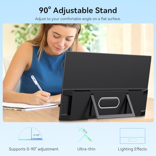 Kenowa 21.5" Large Portable Monitor FHD 1080P IPS 75Hz Frameless USB C HDMI Portable Gaming Monitor, Built in Speakers Stand Travel Second Monitor for Laptop Phone PC Xbox