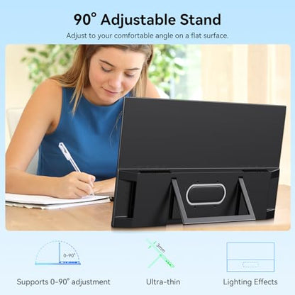 Kenowa 21.5" Large Portable Monitor FHD 1080P IPS 75Hz Frameless USB C HDMI Portable Gaming Monitor, Built in Speakers Stand Travel Second Monitor for Laptop Phone PC Xbox