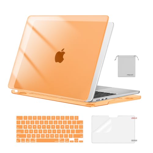 MOSISO Compatible with MacBook Air 15 inch Case M5 2026 M4 M3 M2 2025-2023 | A3448 A3241 A3114 A2941, Scratch-Resistant Protective Hard Shell Case&Keyboard Cover&ScreenFilm&Pouch, Crystal Cosmic Orange - color: Crystal Cosmic Orange