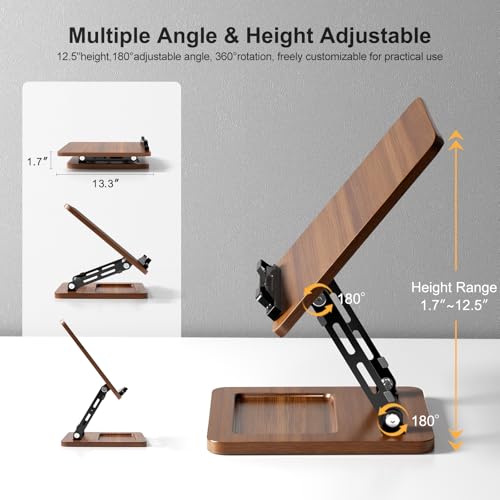 OPTIXCELL Book Stand with Light, Hands Free Book Holder, Gifts Book Lovers | Hands Free, Adjustable Height Angle, Built-in Storage Tray, 3-Mode Reading Light, Foldable Metal Frame, Fits Cookbook Tablet - style: Book Stand (Light)
