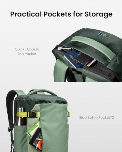 tomtoc Travel Backpack, TSA Friendly Flight Approved Carry-on Luggage Hand Water-resistant Lightweight Business Rucksack - color: Moss Green, size: 28L