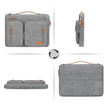 MOSISO 360 Protective Laptop Bag, Computer Bags | Side Open Messenger Bag with Trolley Sleeve&5 Pockets - color: Gray