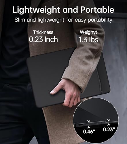 14" 4K Portable Monitor OLED, Touch Screen Monitor UHD 3840X2400p 100% DCI-P3 100000:1, USB-C HDMI Travel Monitor with Kickstand & Sleeve for Laptop Mac PC